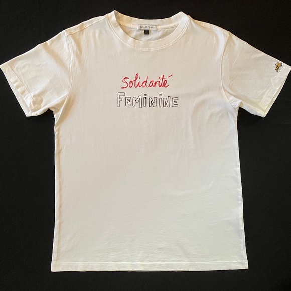 New w/o tags Bella Freud Solidarite Feminine Feminist Girl Power French Tee L - Picture 1 of 7